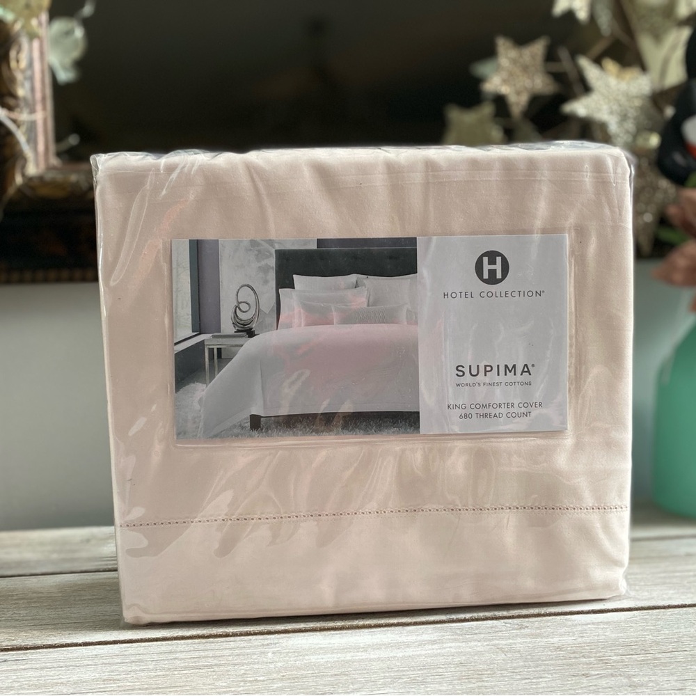 Hotel Collection Supima Cotton 680 Thread Count King Duvet Cover ✨ Pale Pink - Picture 14 of 17